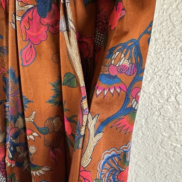 Cara Cara Tisbury Midi Skirt Size 2 Tisbury Midi Orange Floral Picante Baroque - Picture 8 of 12